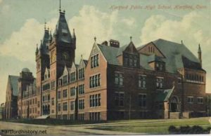 Postcard of Hartford Public High School in 1911