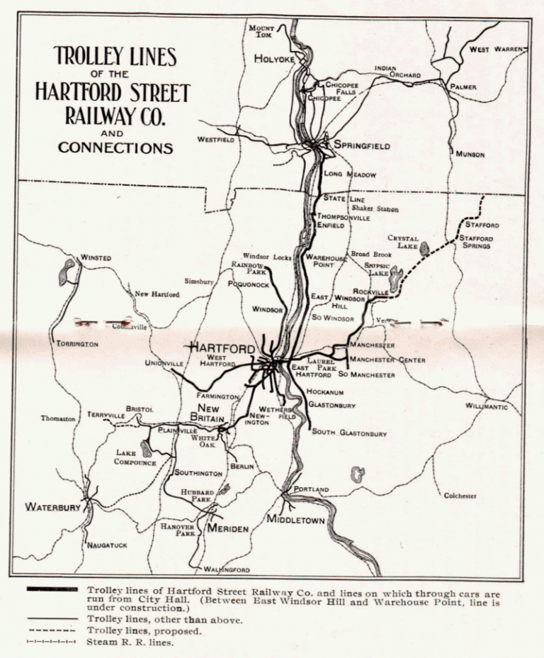 Map of Hartford Regional Trolley system in 1904