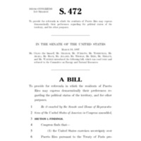 1997 Bill to Provide for Referenda in which the Residents of Puerto Rico May Express Democratically their Preferences Regarding the Political Status of the Territory, And for other Purposes (S. 472)