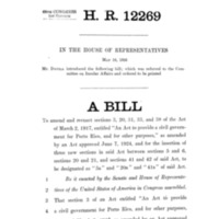 1926 Bill to Amend and Reenact Sections 3, 20, 31, 33, and 38 of the Act of March 2, 1917, Entitled &quot;An Act to Provide a Civil Government for Porto Eico, and for Other Purposes,&quot; as Amended by an Act Approved June 7, 1924, and for the Insertion of Three New Sections in Said Act Between Sections 5 and 6, Sections 20 and 21, and Sections 41 and 42 of Said Act, to Be Designated As &quot;5a&quot; And &quot;20a&quot; And &quot;41a&quot; of Said Act [(H.R. 12269) (§5a)]