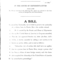 1946 Bill To Amend the Nationality Act of 1940 to Preserve the Nationality of a Citizen Born in Puerto Rico Who Resides Abroad. (H.R. 5975) (§5d)