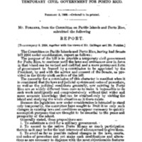Senate Report on Foraker Act of 1900, S. 249 (1900)
