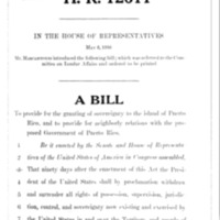 1936 Bill to Provide for the Granting of Sovereignty to the Island of Puerto Rico, and to Provide for Neighborly Relations with the Proposed Government of Puerto Rico (H.R. 12611)