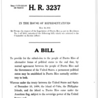 1945 Bill To Provide for the Submission to the People of Puerto Rico of Alternative Forms of Political Status to the End That, by Mutual Agreement Between the People of Puerto Rico and the Government of the United States, a Permanent Political Status May Be Established in Puerto Rico Mutually Satisfactory to Both (H.R. 3237)