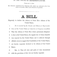 1904 Bill To Expressly Declare the Citizens of Porto Rico Citizens of the United States (H.R. 11592)