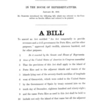 1910 Bill to Amend an Act Entitled “An Act Temporarily to Provide Revenues and a Civil Government for Porto Rico, and for Other Purposes,” Approved April Twelfth, Nineteen Hundred, and for Other Purposes (H.R. 19718)