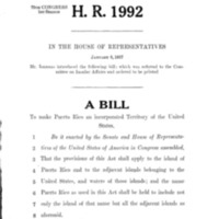 1937 Bill to Make Puerto Rico an Incorporated Territory of the United States (H.R. 1992)