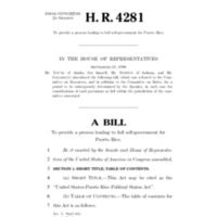 1996 Bill To Provide A Process Leading To Full Self-Government For Puerto Rico [(H.R. 4281) (United States-Puerto Rico Political Status Act)]