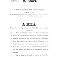 1914 Bill to Provide a Civil Government for Porto Rico, and for Other Purposes (S. 4604)