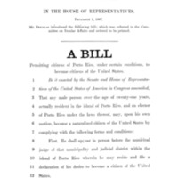 1907 Bill Permitting Citizens of Puerto Rico, Under Certain Conditions, To Become Citizens of the United States (H.R. 509)