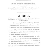 1907 Bill Providing That the Inhabitants of Porto Rico Shall Be Citizens of the United States (H.R. 393)