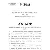 1924 Act to Amend the Organic Act of Porto Rico, Approved March 2, 1917 (S. 2448)