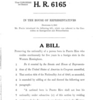 1941 Bill Preserving the Nationality of a Person Born in Puerto Rico Who Resides Continuously for Five Years in a Foreign State in the Western Hemisphere (H.R. 6165) (§5d)