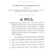 1926 Bill to Amend and Reenact Sections 20, 31, 33, and 38 of the Act of March 2, 1917, Entitled &quot;An Act to Provide a Civil Government for Porto Rico, and for Other Purposes,&quot; as Amended by an Act Approved June 7, 1924, and for the Insertion of Two New Sections in Said Act Between Sections 5 and 6 and Sections 41 and 42 of Said Act, to Be Designated As &quot;5a&quot; And &quot;41a&quot; of Said Act [(H.R. 11846) (§5a)]