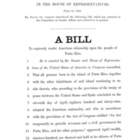 1902 Bill To Expressly Confer American Citizenship Upon the People of Porto Rico (H.R. 15340)