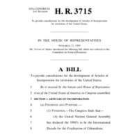 1993 Bill To Provide Consultations For The Development Of Articles Of Incorporation For Territories Of The United States (H.R. 3715)