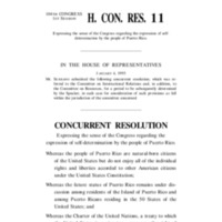 1995 Bill Expressing The Sense Of The Congress Regarding The Expression Of Self-Determination By The People Of Puerto Rico (H. Con. Res. 11)<br />
