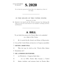 2014 Bill To Set Forth The Process For Puerto Rico To Be Admitted As A State Of The Union (S. 2020)