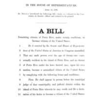 1909 Bill Permitting Citizens of Puerto Rico, Under Certain Conditions, to Become Citizens of the United States (H.R. 7550)